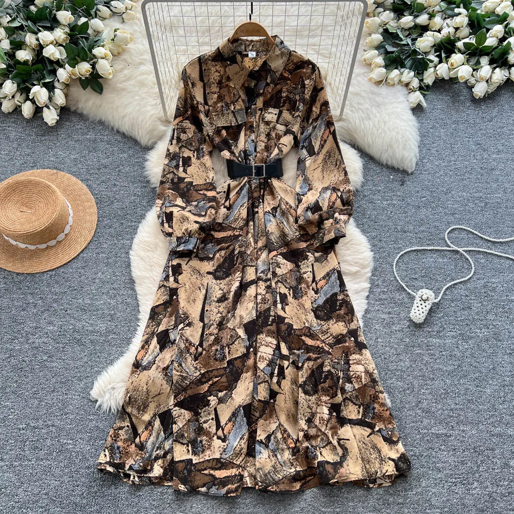 Print Sash Vintage Party Dress