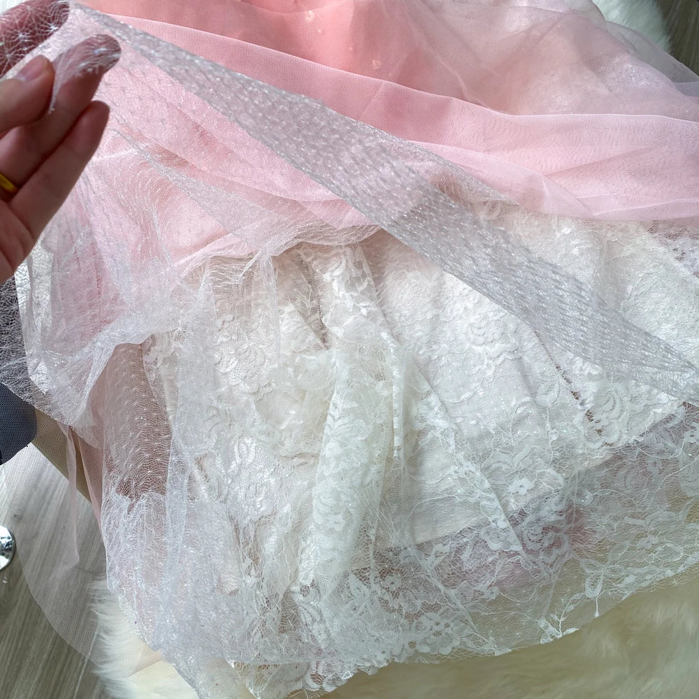3D Mesh Evening Party Dress