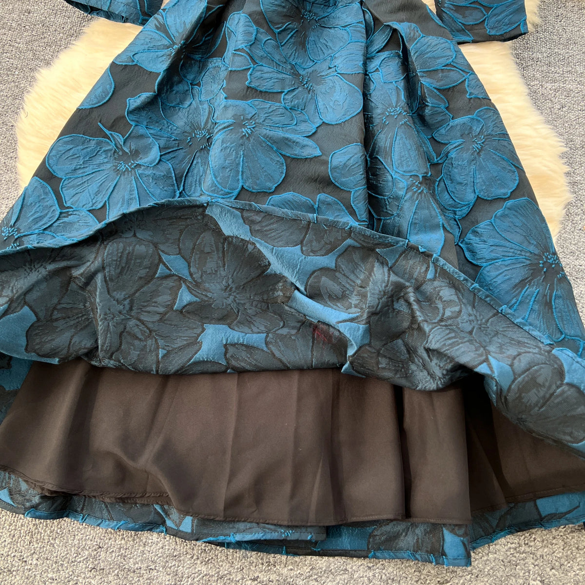 Jacquard Print Sash A-Line Gown