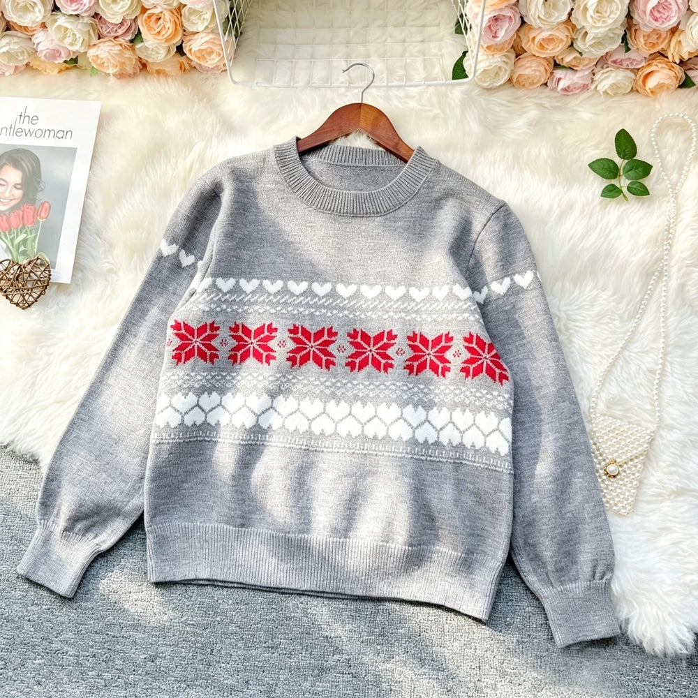 Vintage Jacquard Knit Pullover Sweater