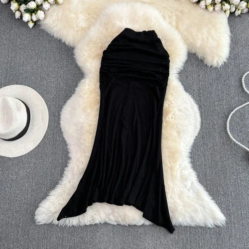 Pleated High Waist A-Line Skirt