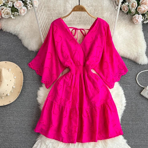 Embroidered Cutout A-Line Sundress