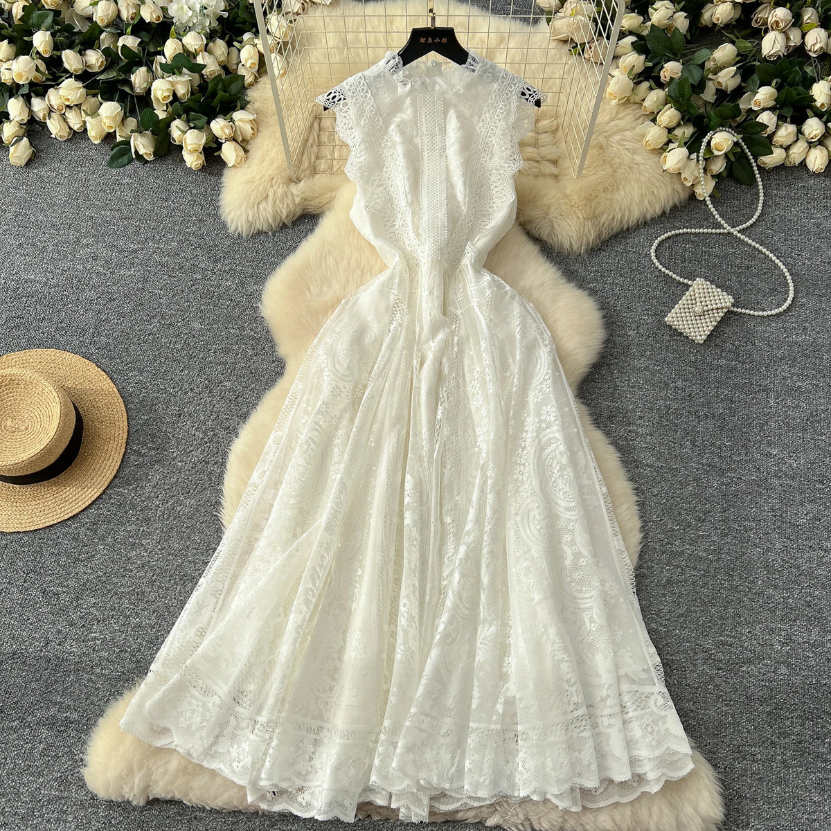 Lace Mesh Mock Neck Bodycon Dress