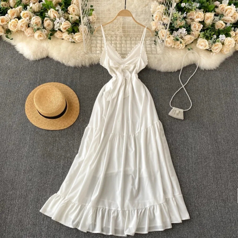 Crochet Ruffle Backless Boho Slip Dress