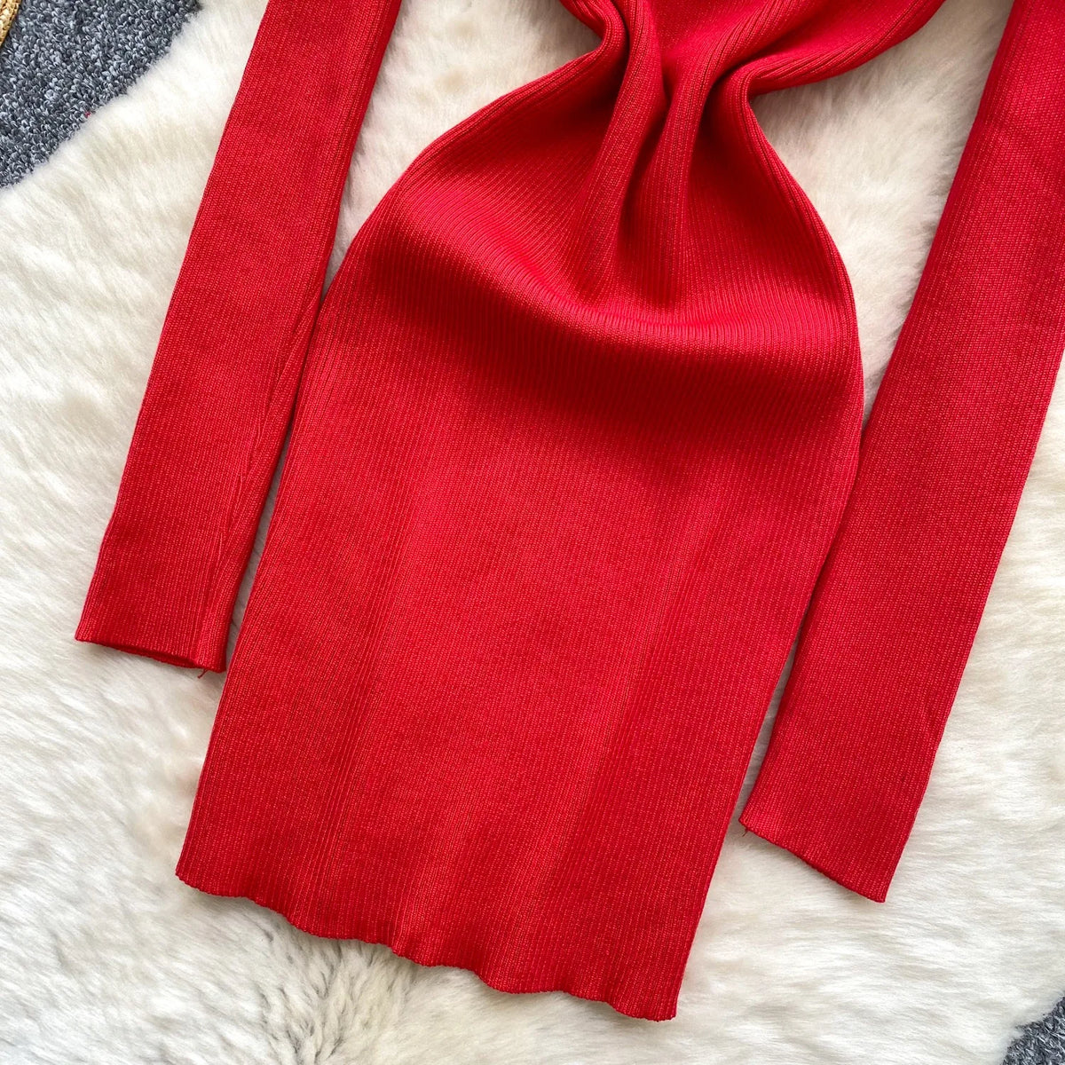 Off-Shoulder Knit Bodycon Mini Dress