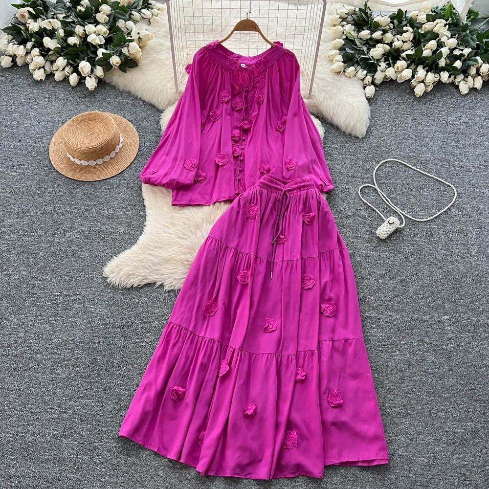 Boho 3D Detail Two-Piece Set