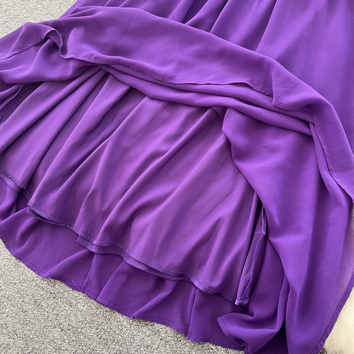 V-Neck Lantern Sleeve Long Dress