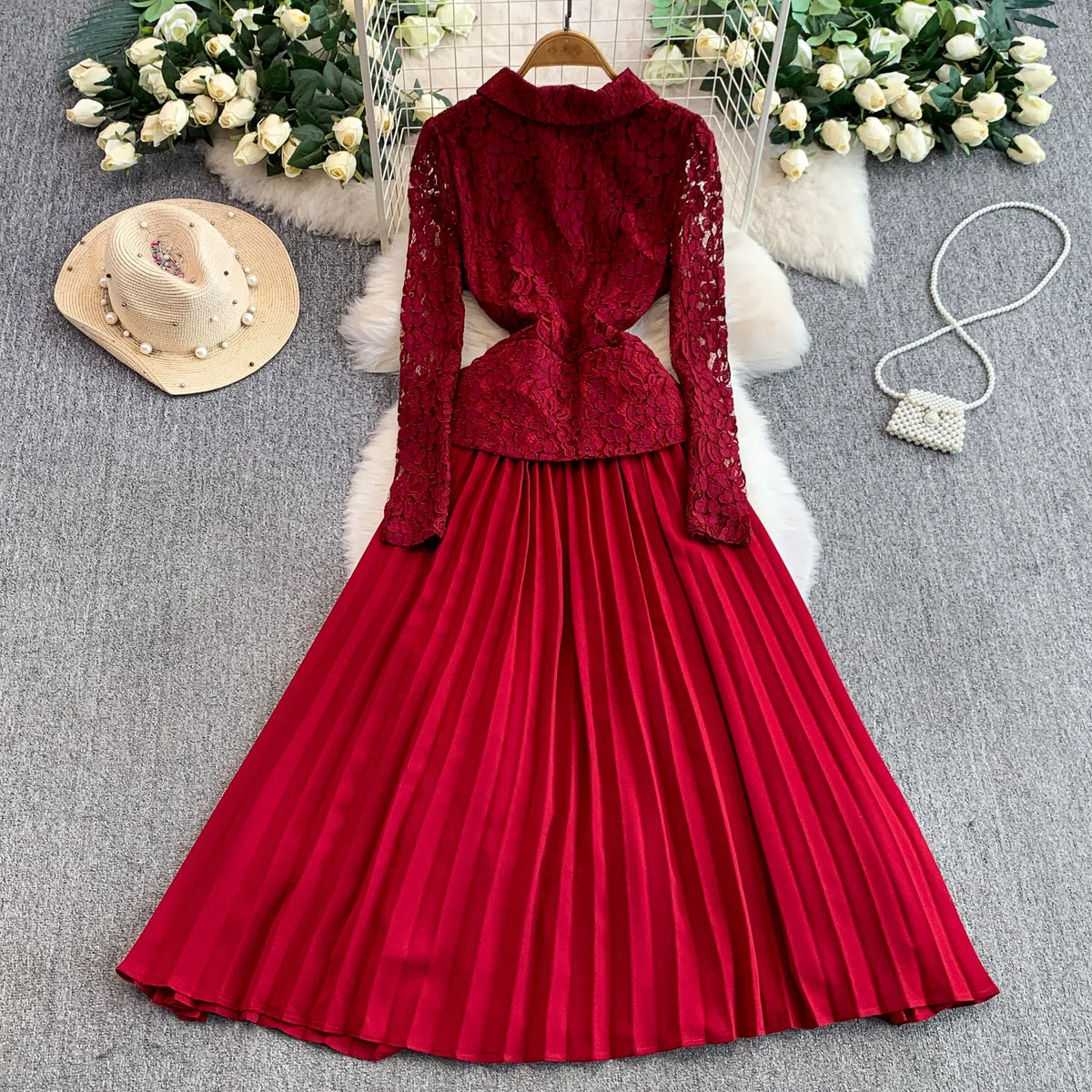 Butterfly Lace Long Sleeve Dress