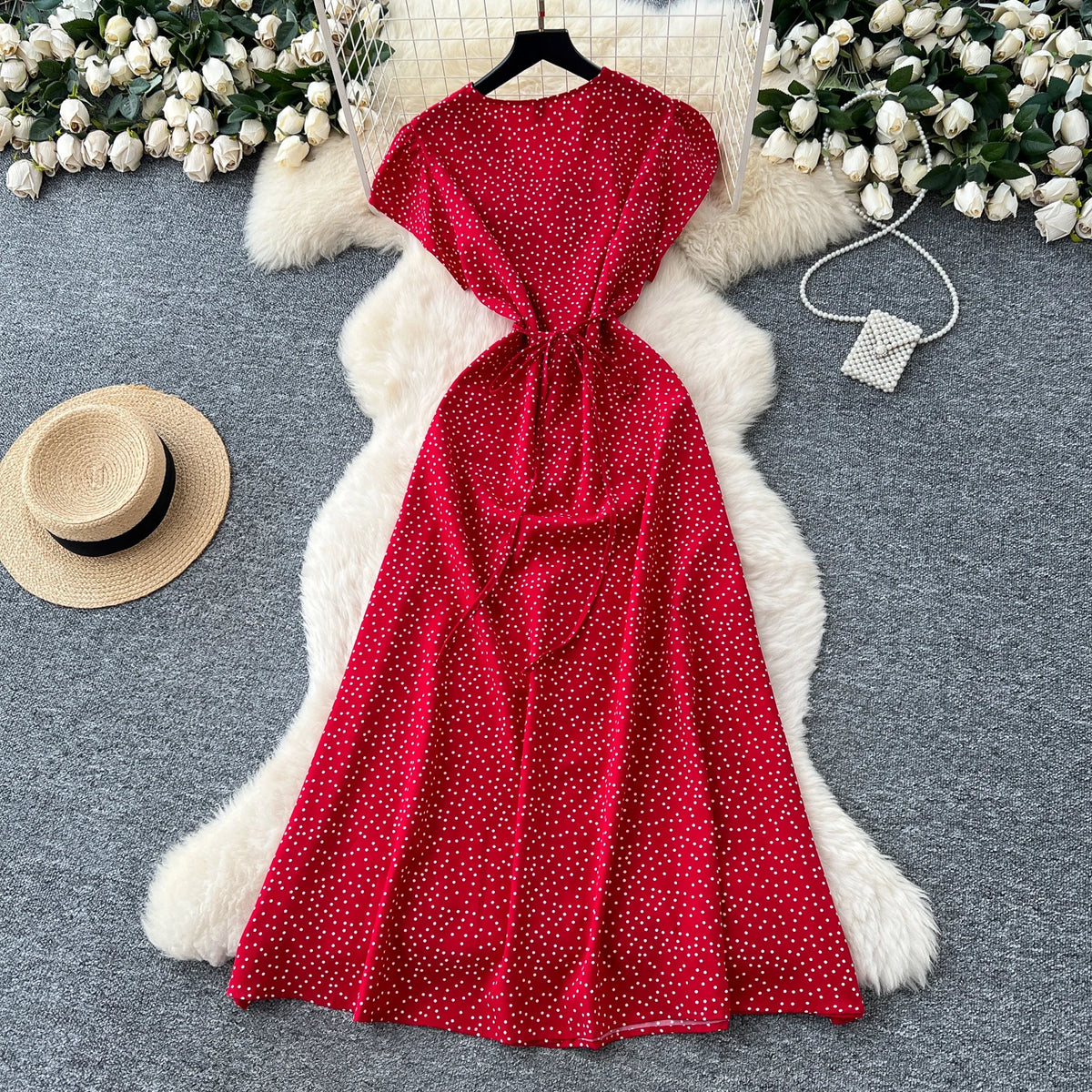 Boho Button Front V-Neck Maxi Dress