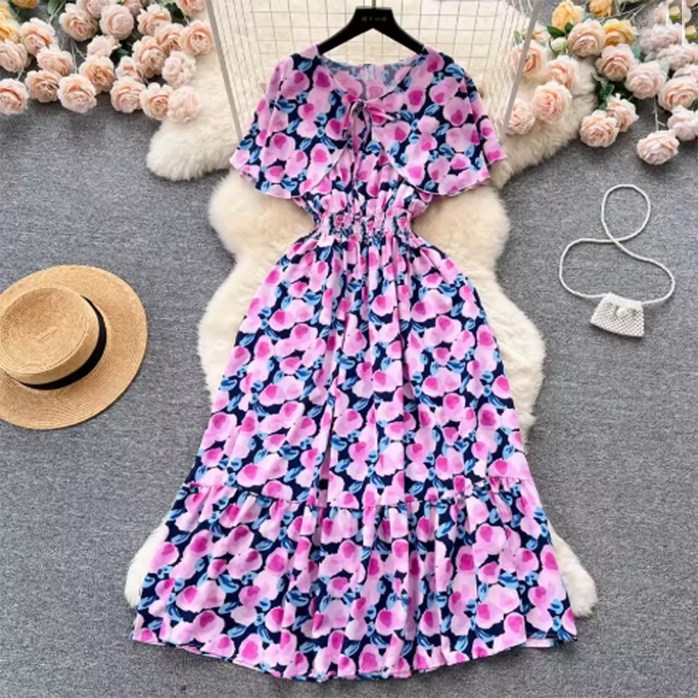 Floral Puff Sleeve Maxi Summer Dress