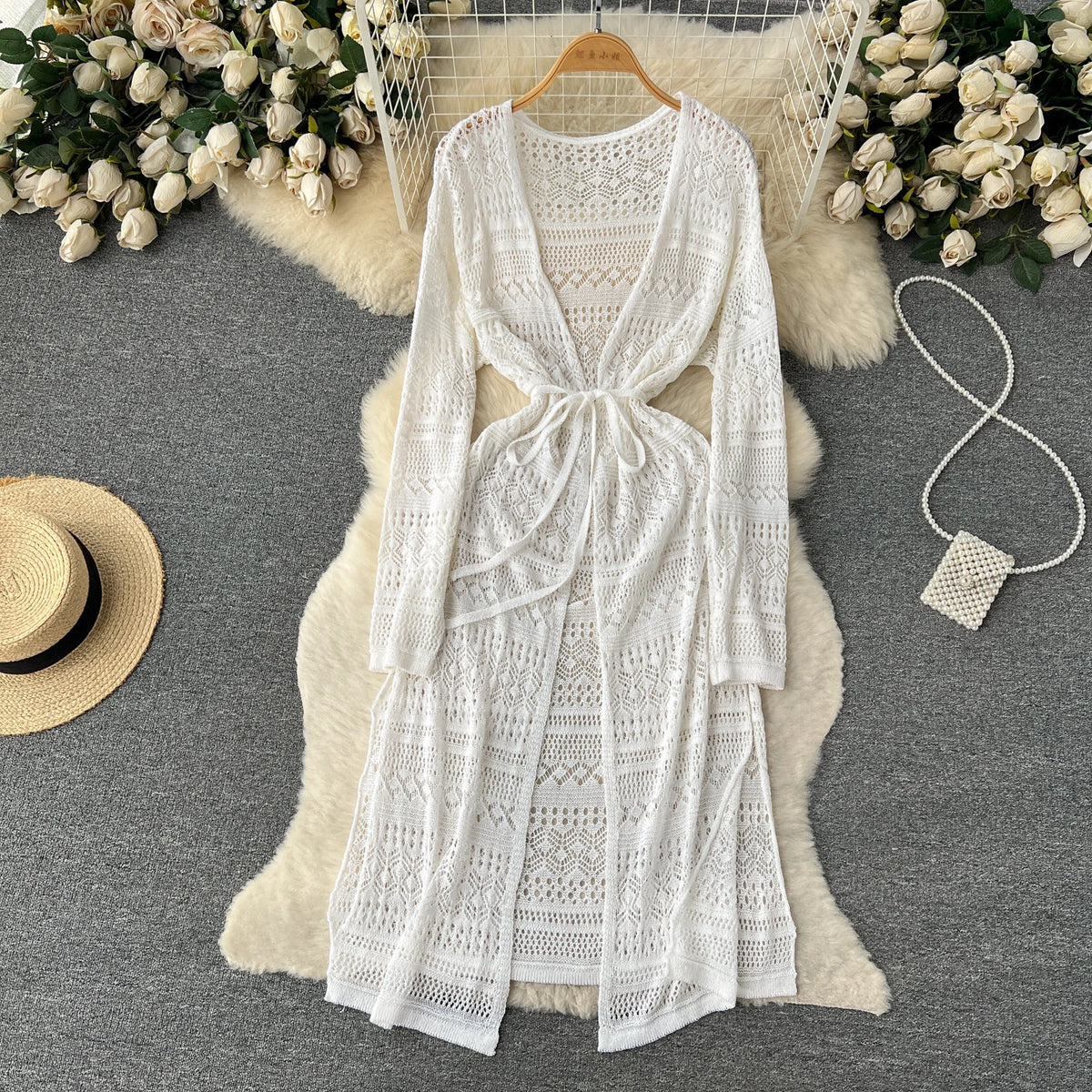 Boho Cutout Long Sleeve Cardigan