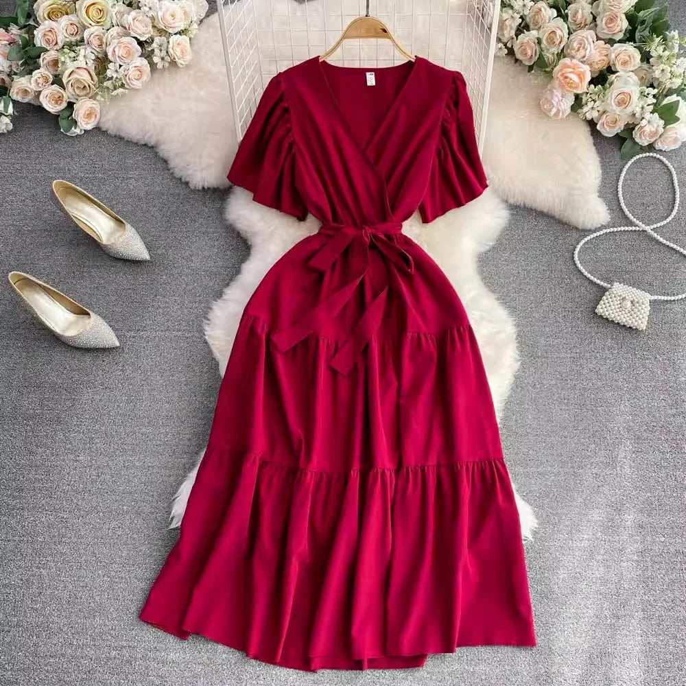 Vintage Sash Tie Maxi Dress