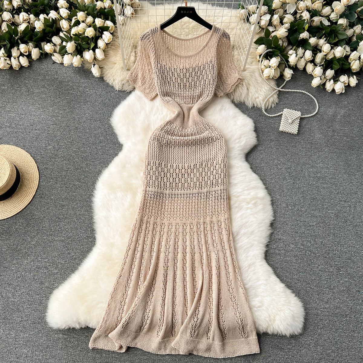 Cutout Knit Short Sleeve Mermaid Dress