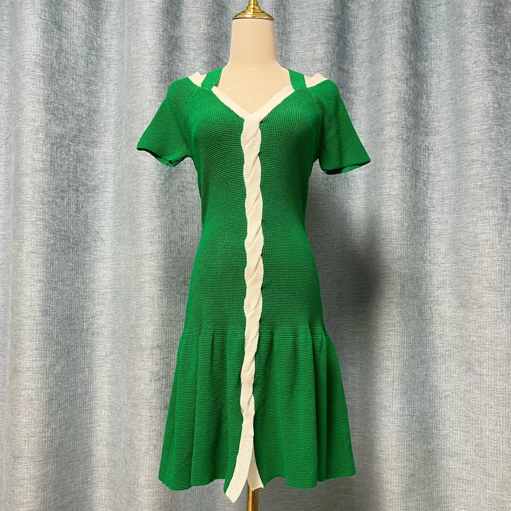 Ruffled Halter Knit Party Dress