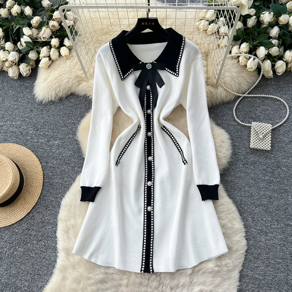 Butterfly Single Breasted Knit Dress