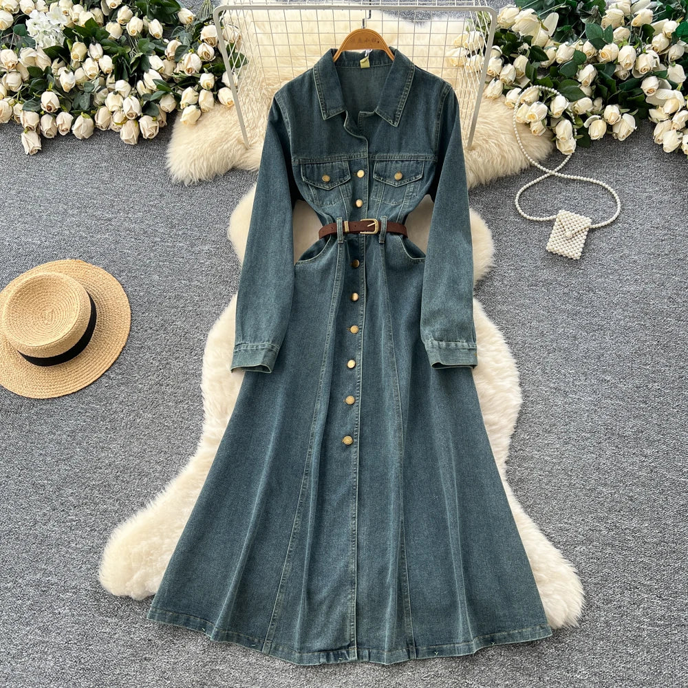 Single Breasted Long Sleeve Party Dress
