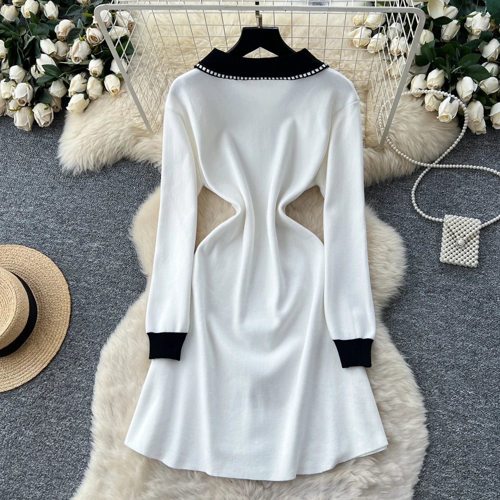 Butterfly Single Breasted Knit Dress