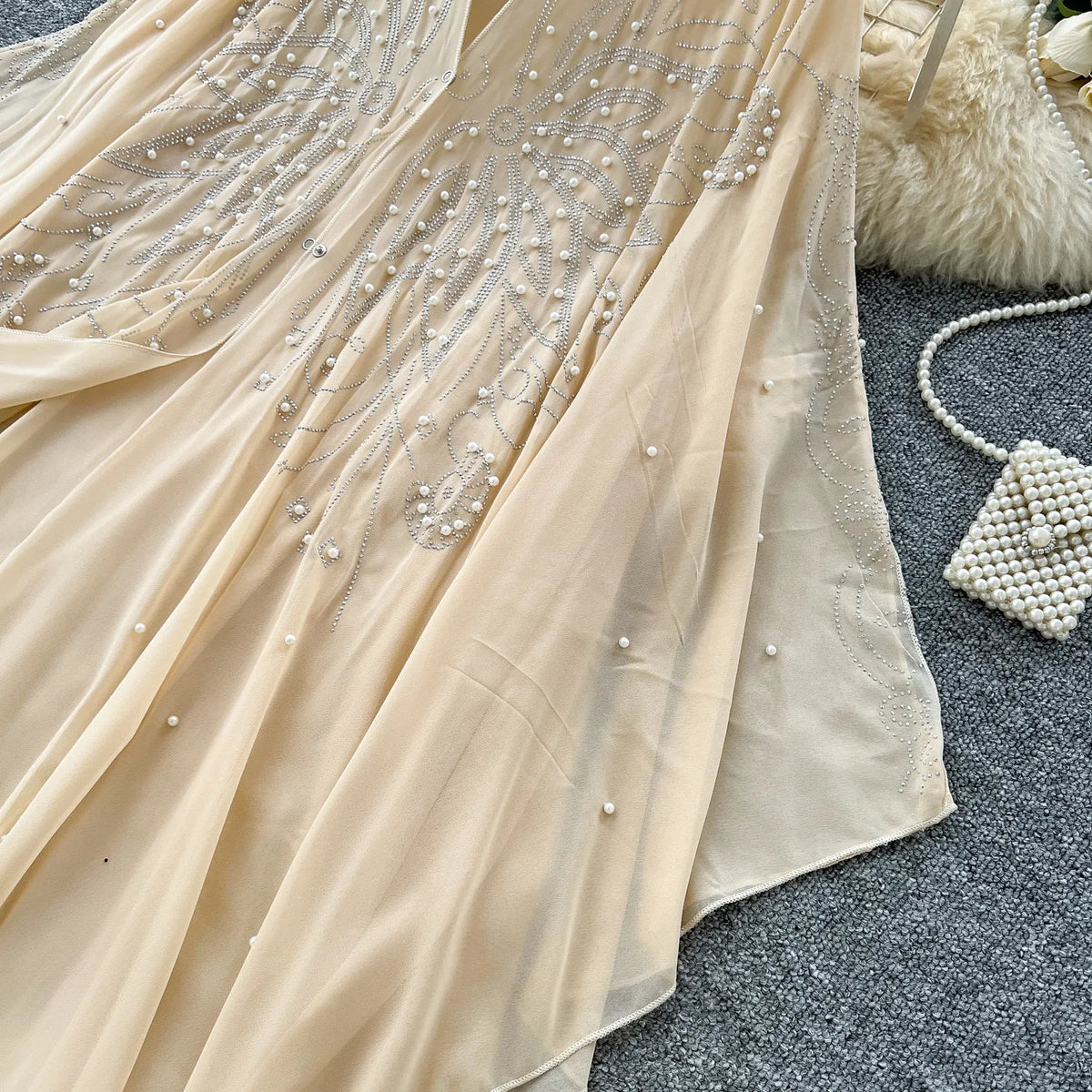 Beaded Sheer Mesh Hooded Cover-Up