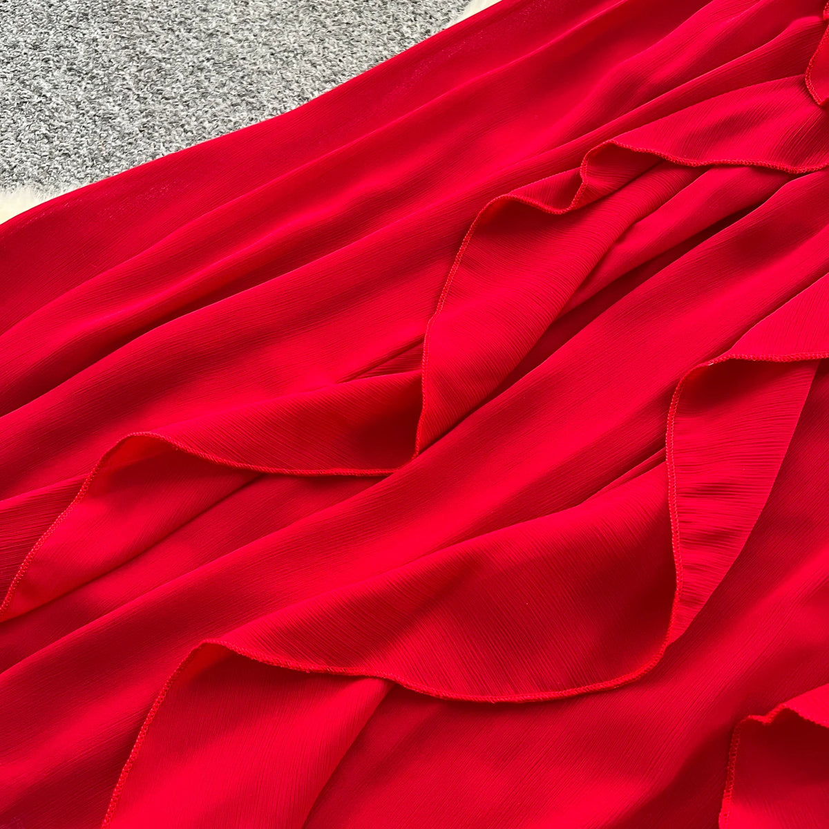 Criss-Cross Chiffon Short Sleeve Gown