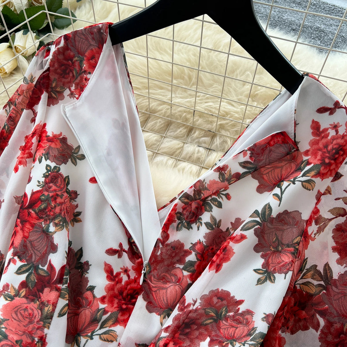 Split V-Neck Short Sleeve Boho Dress