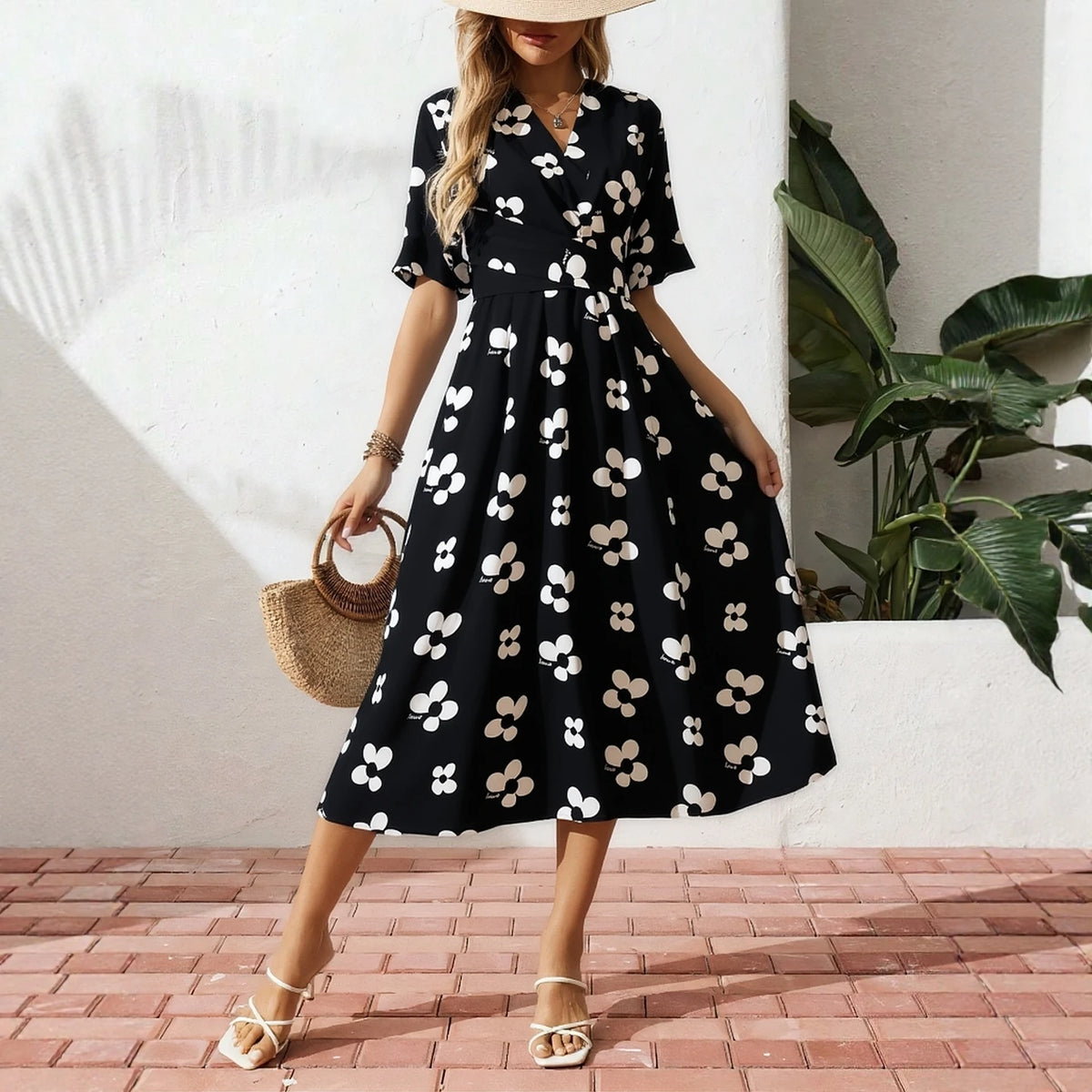 Heart Print Swing Maxi Dress