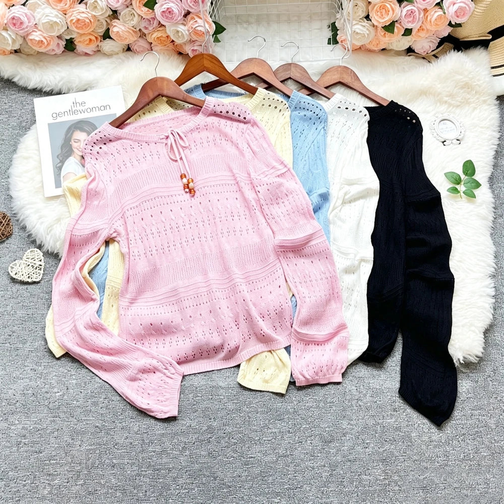 Hollow Out Knit Pullover Sweater