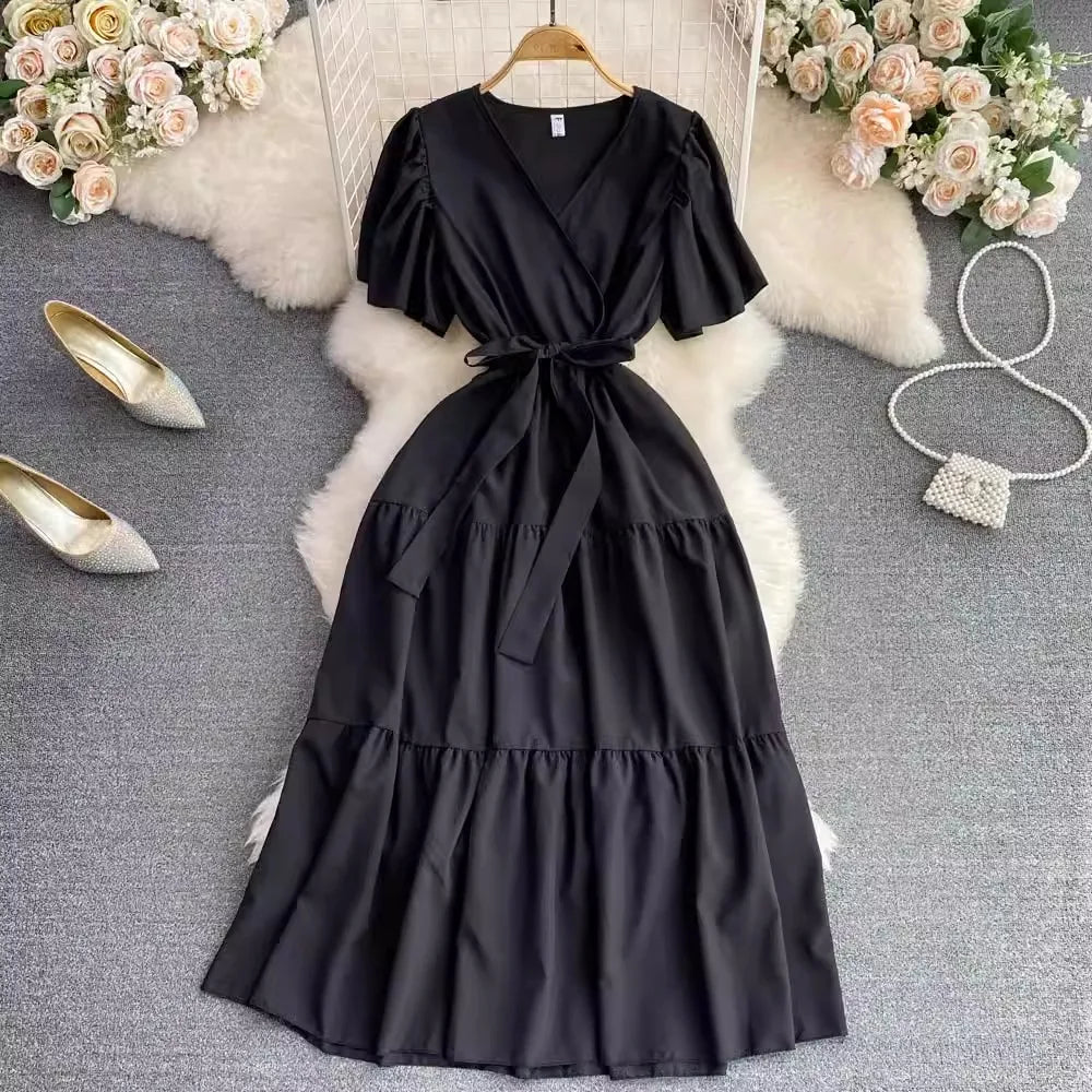 Vintage Sash Tie Maxi Dress