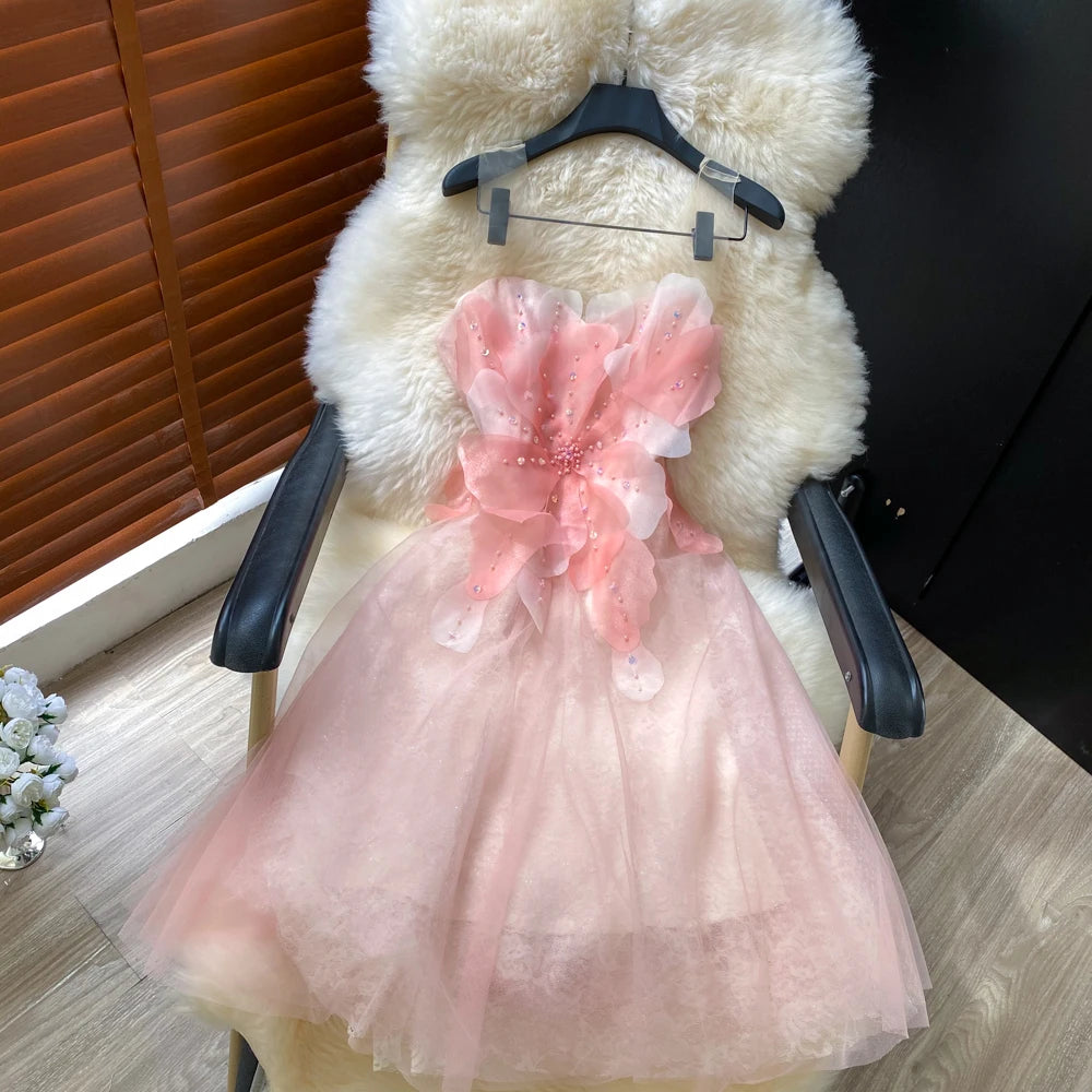 3D Mesh Evening Party Dress
