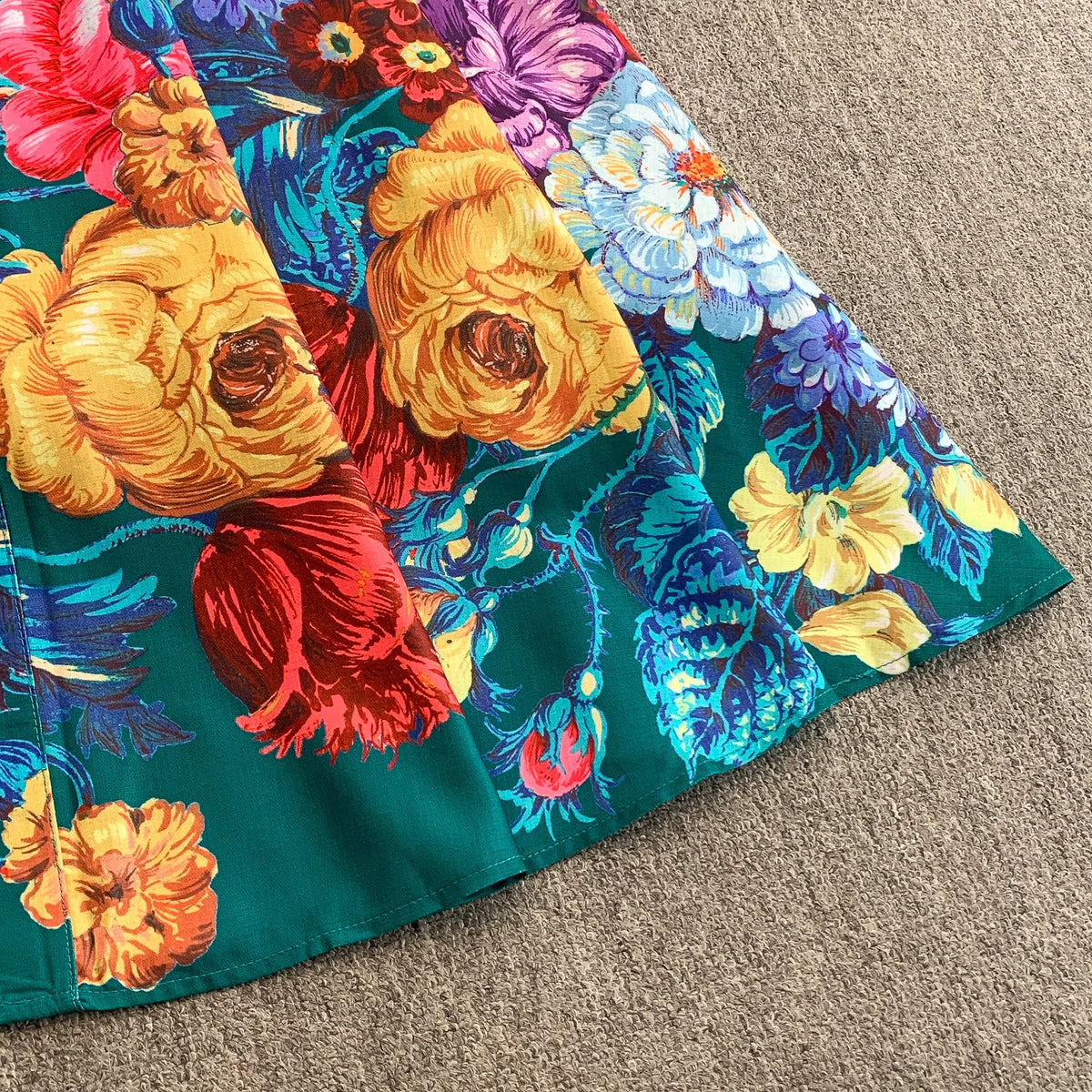 Belted Print Slim A-Line Dress