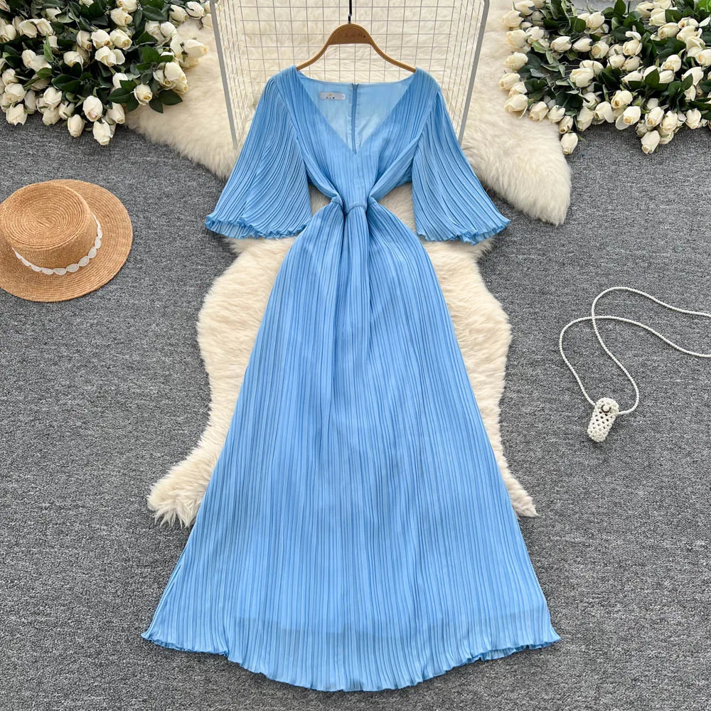 Boho Flare Sleeve Slim Maxi Dress
