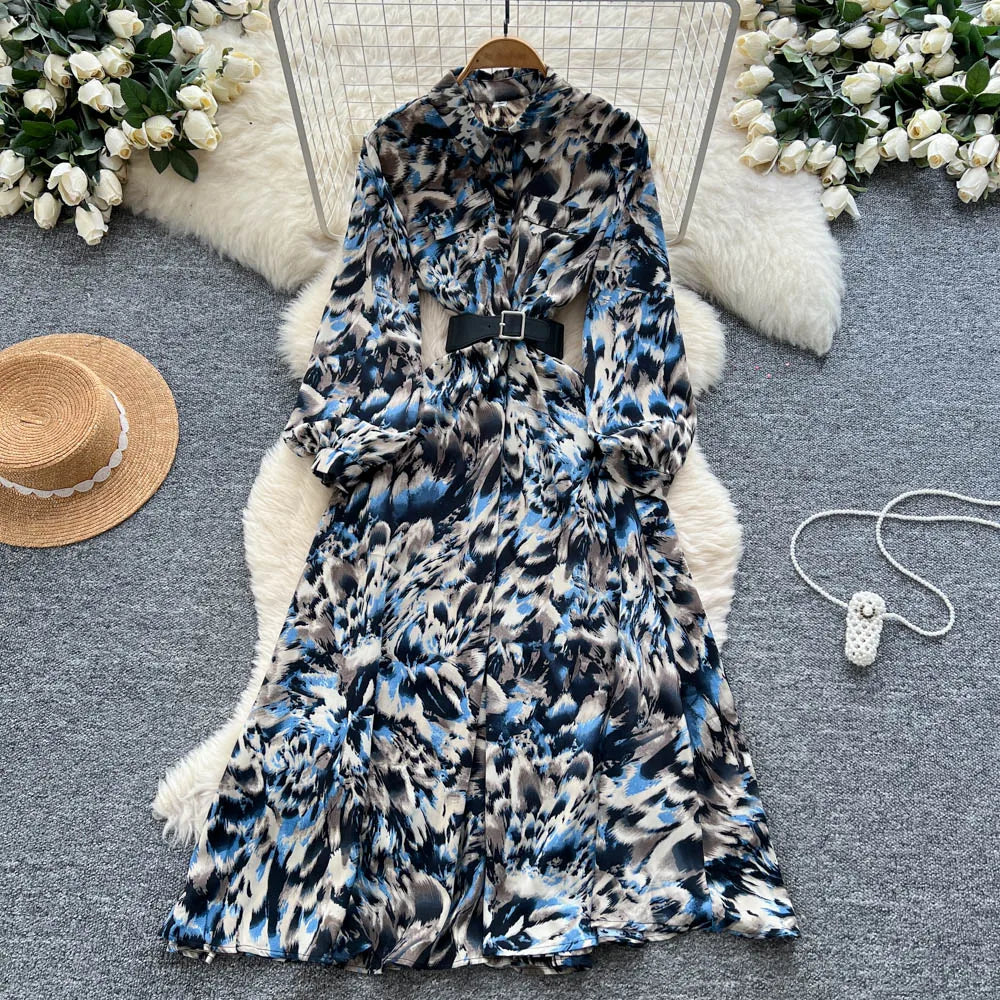 Print Sash Vintage Party Dress