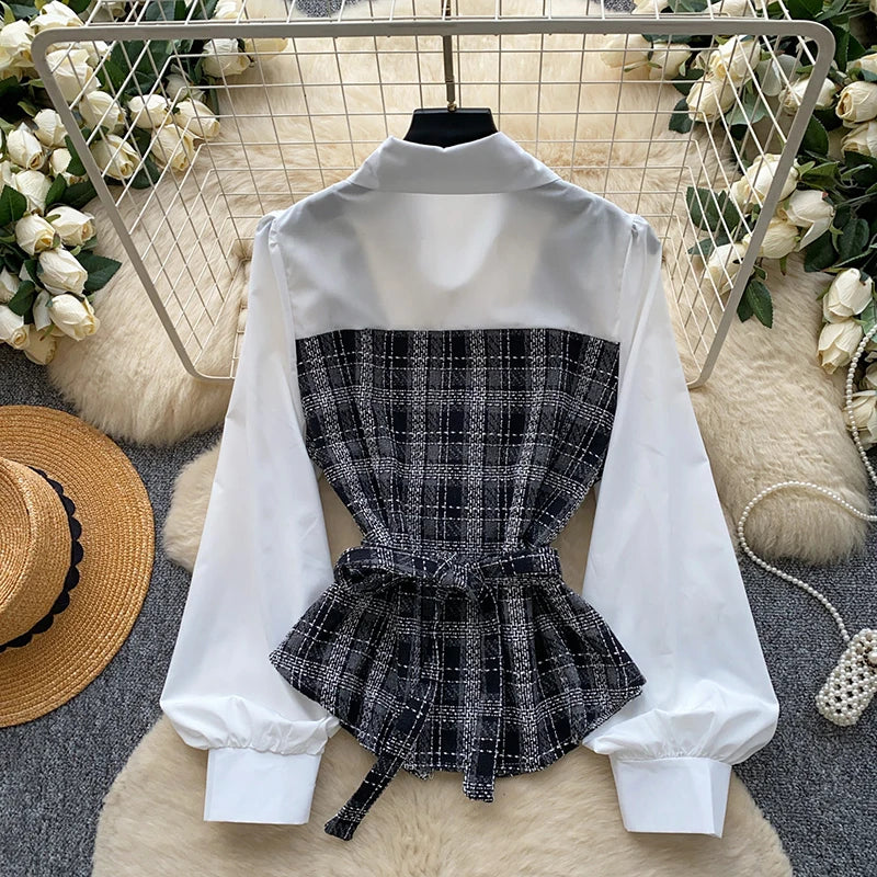 Checkered Layered Look Shirt