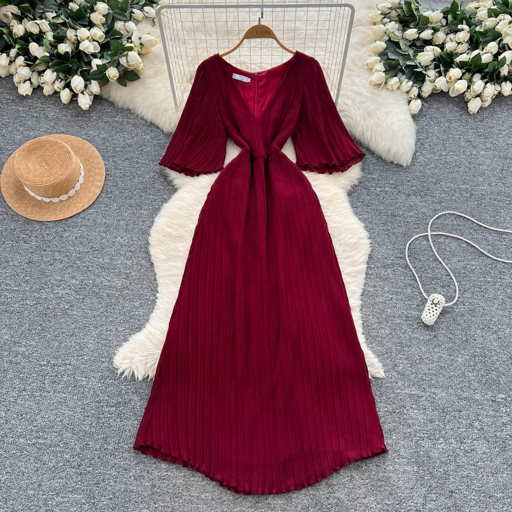 Boho Flare Sleeve Slim Maxi Dress