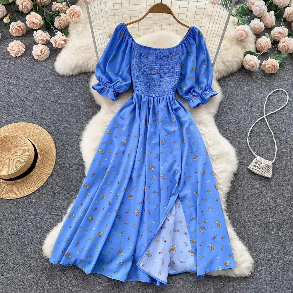Floral Puff Sleeve Maxi Summer Dress