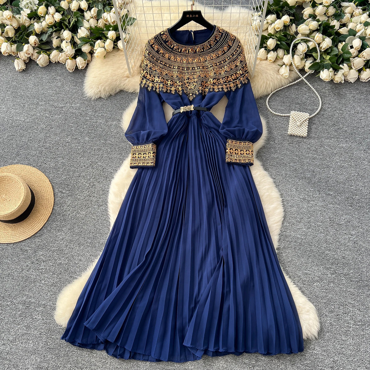 Sequin Spliced High Waist Dress