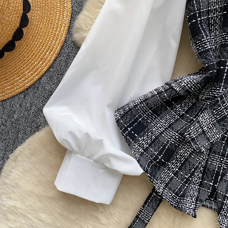 Checkered Layered Look Shirt