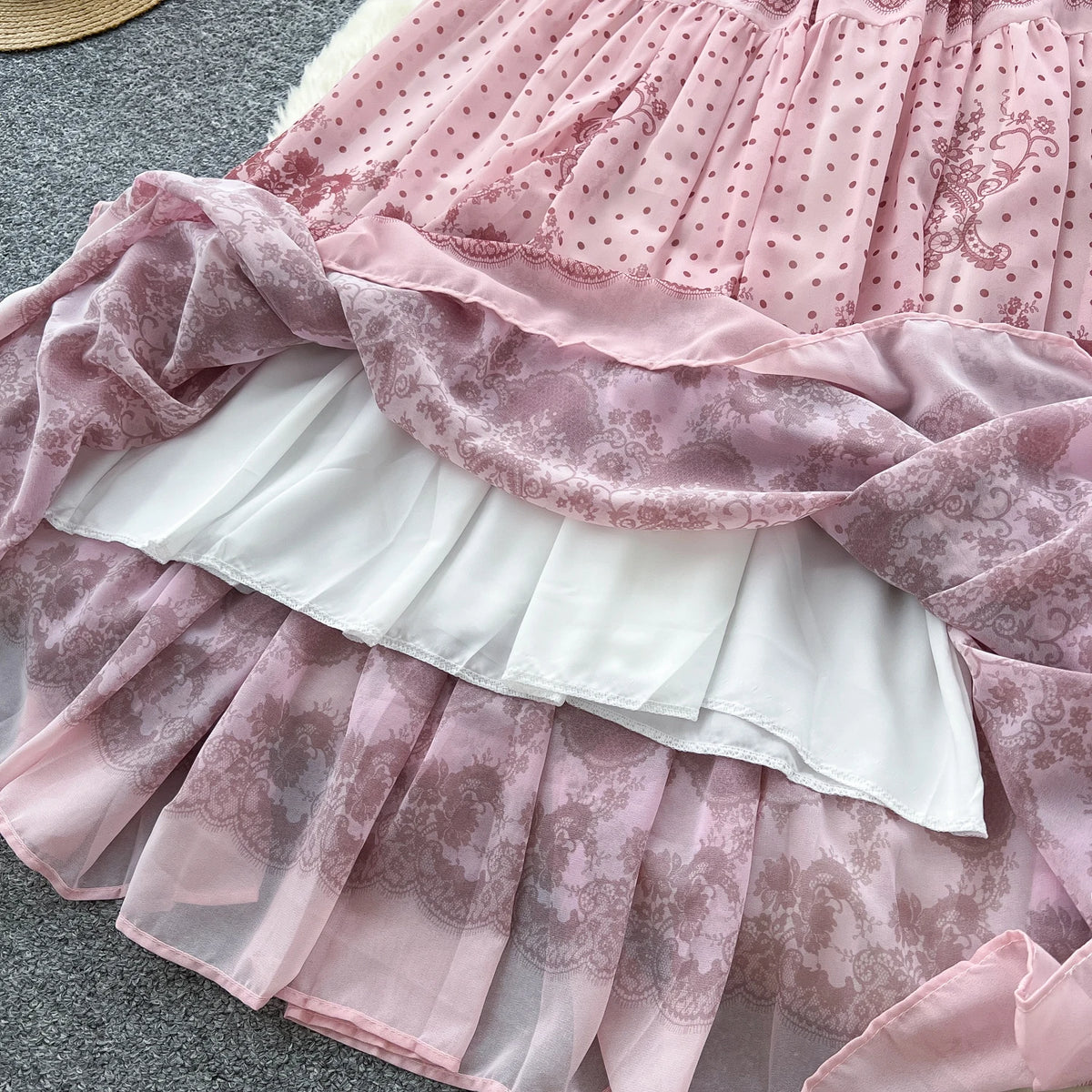 Slim Print V-Neck Long Sleeve Dress