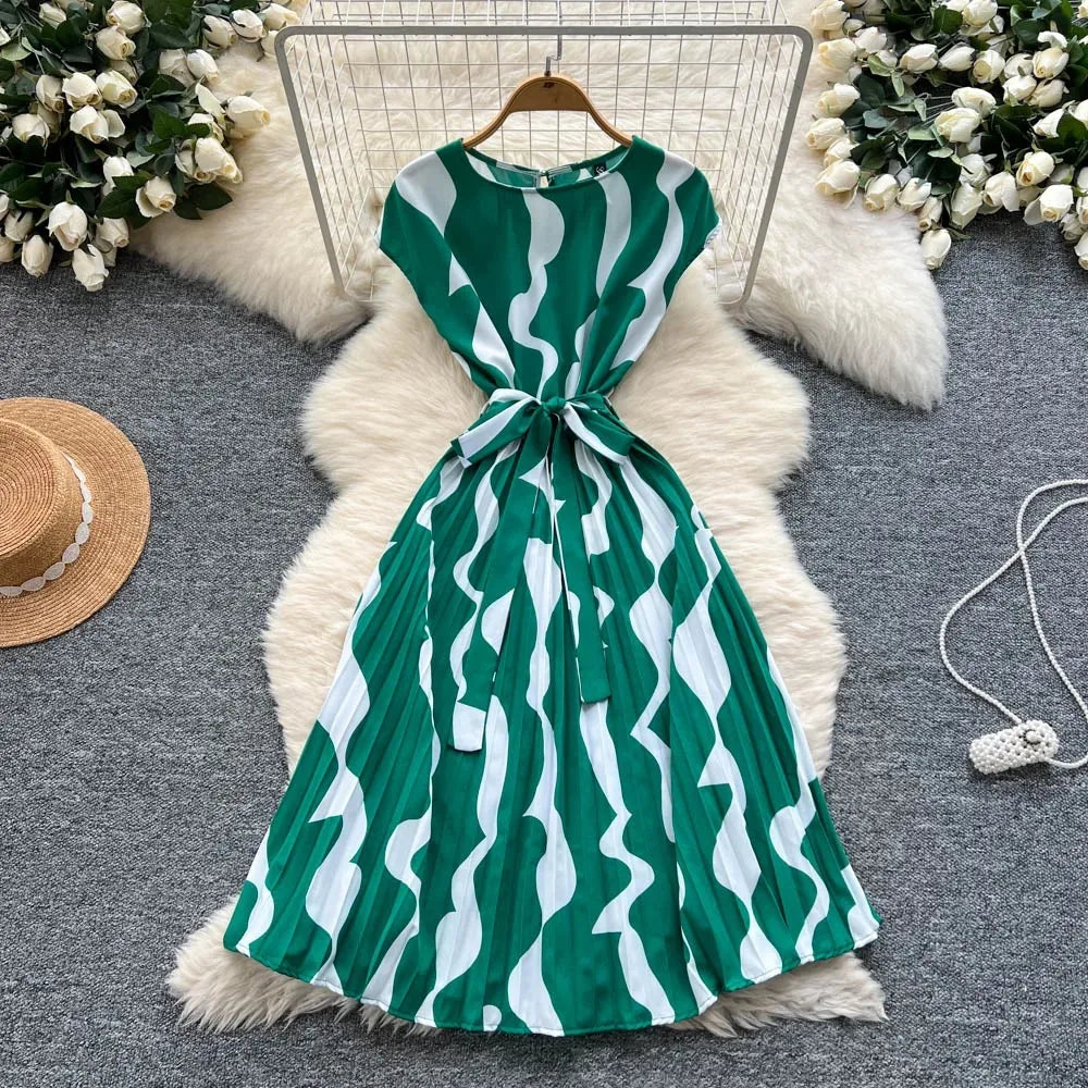 Striped Sleeveless Ball Gown