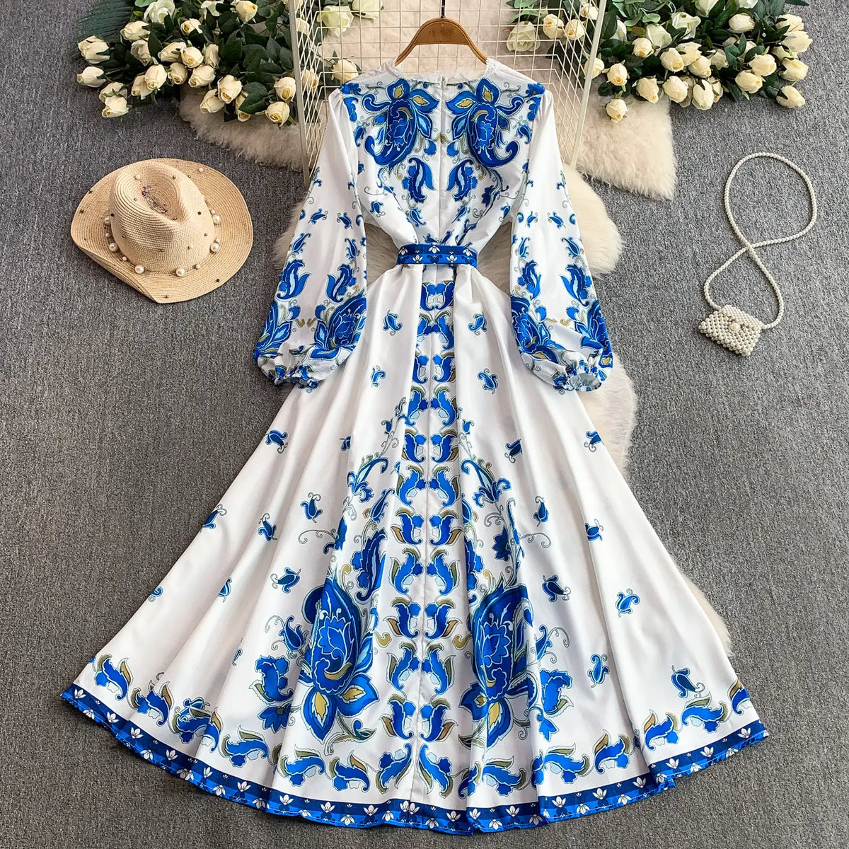 Paneled Print A-Line Party Dress
