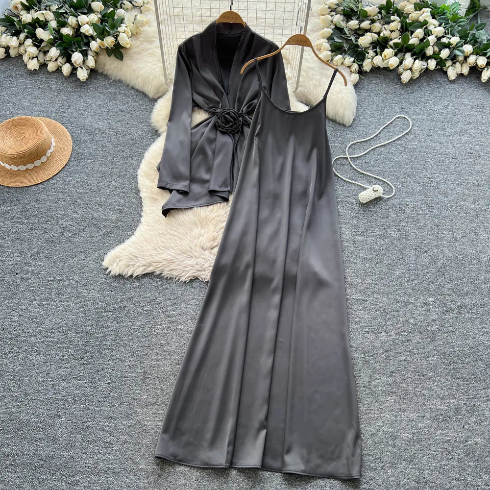 Satin Loose Two Piece Set