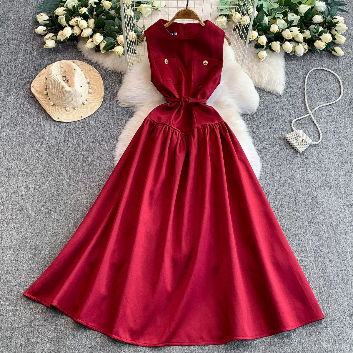 Sleeveless O-Neck A-Line Sundress