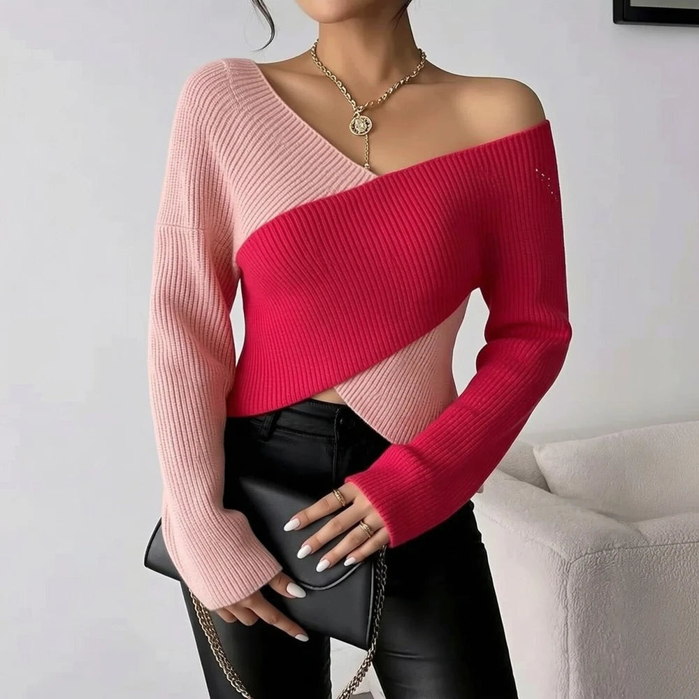 V-Neck Knit Crop Top