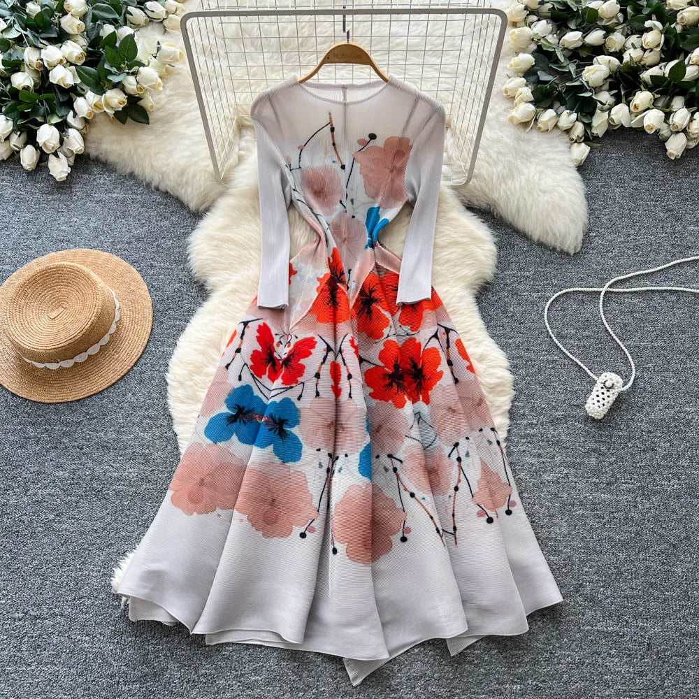 Ruched O-Neck Loose A-Line Dress
