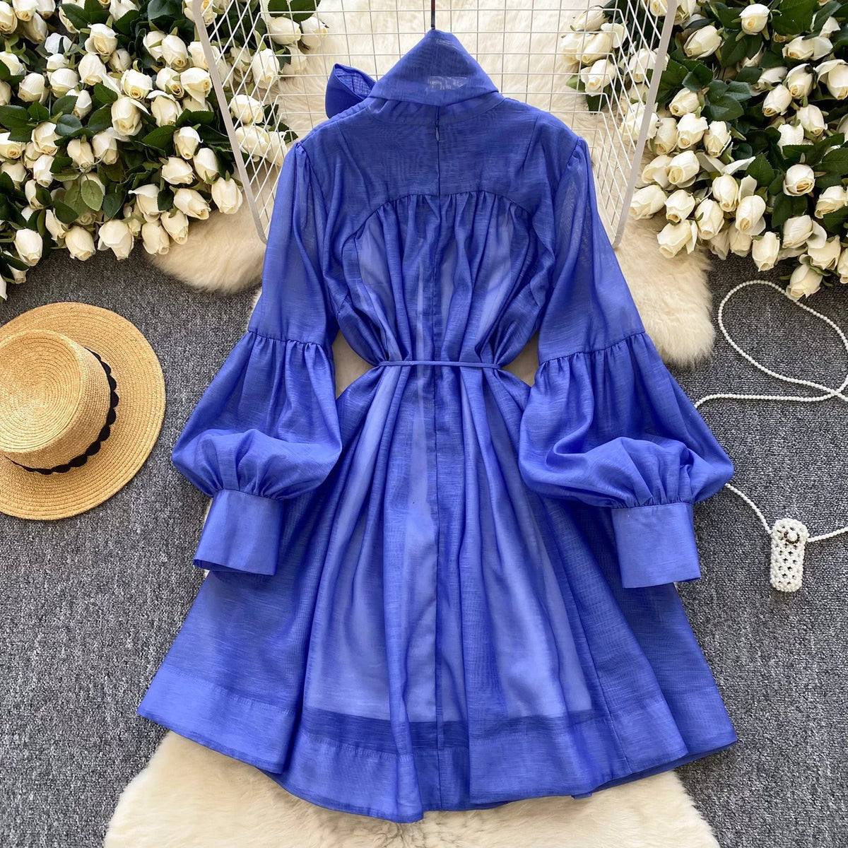 Butterfly Bow Lantern Sleeve Maxi Dress