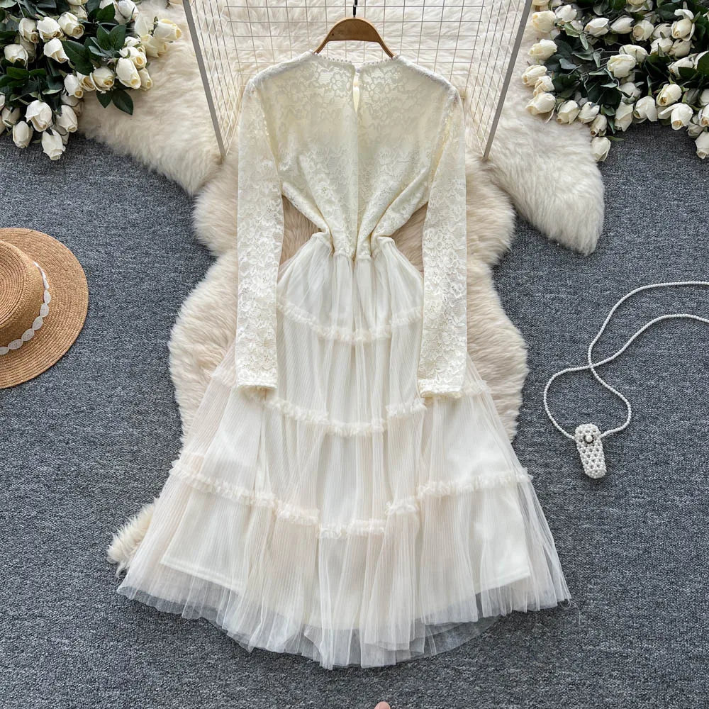 Lace Sequin Mesh Ruched Dress