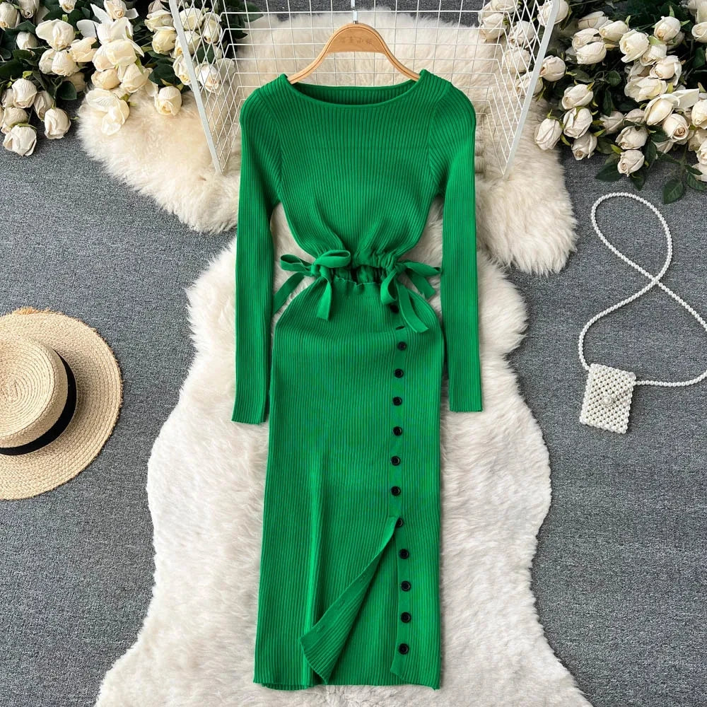 Cutout Waist Crew Neck Bodycon Dress