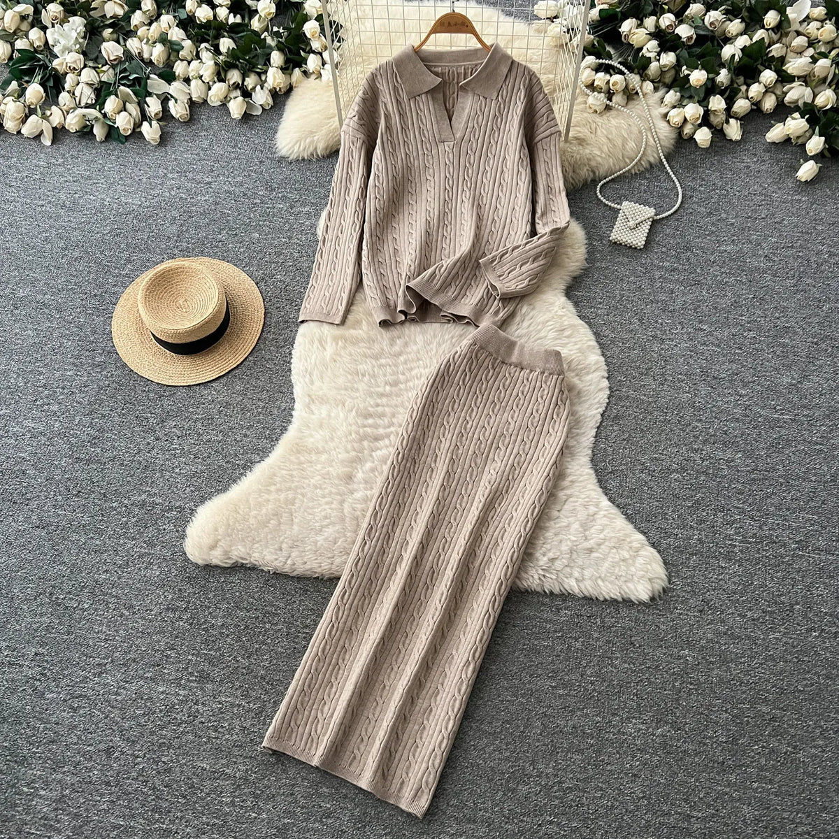 Knit Pullover and Bodycon Skirt Set