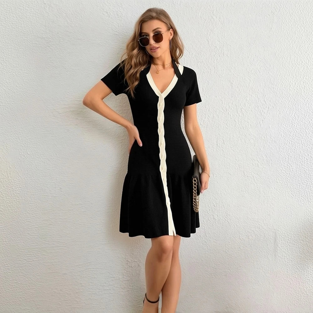 Ruffled Halter Knit Party Dress