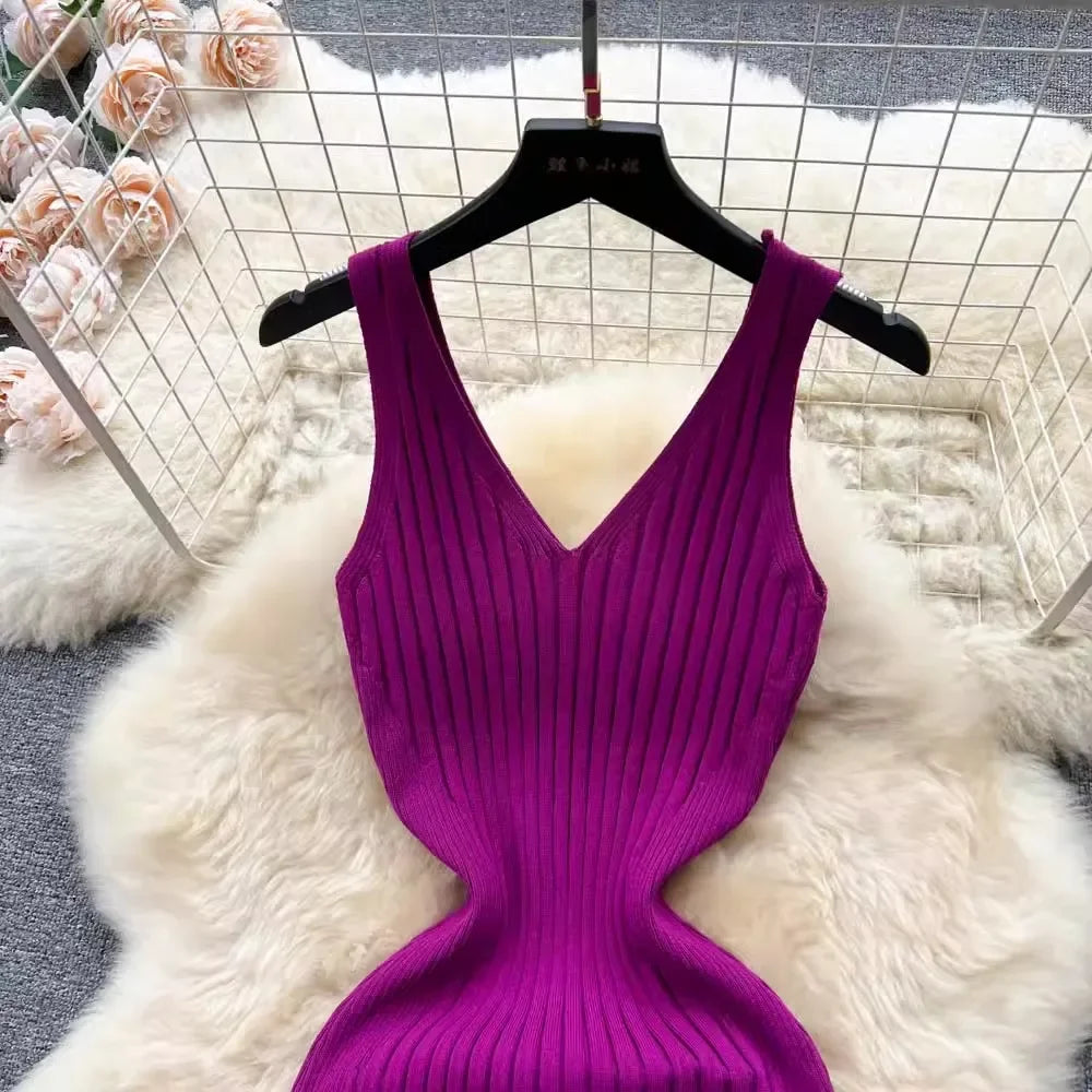 Rib Knit Bodycon Maxi Party Dress