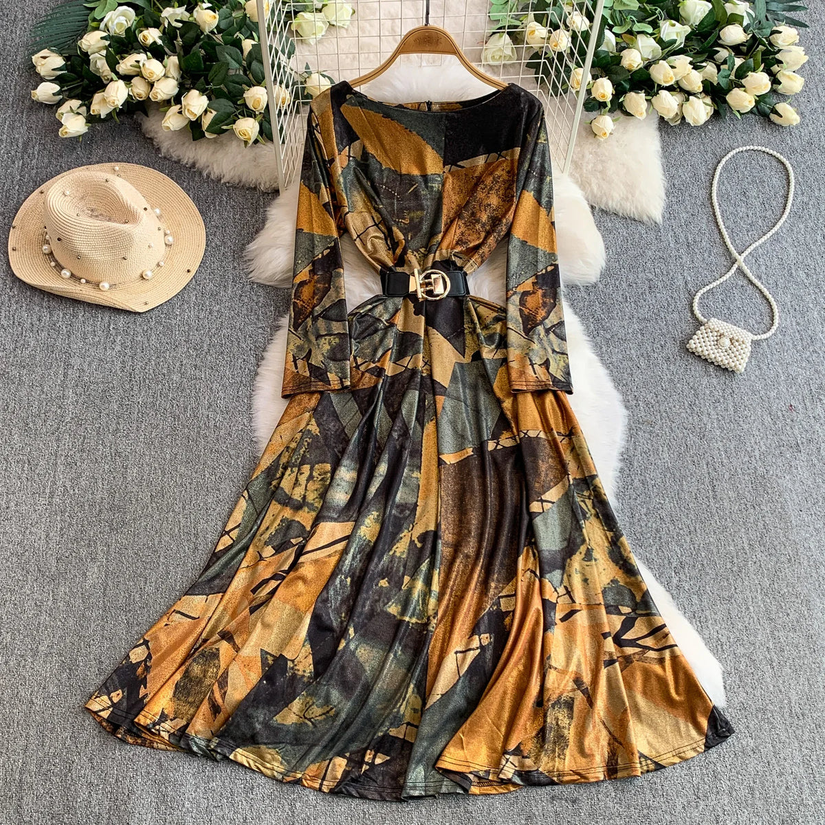 Chiffon Print Slim Boho Dress